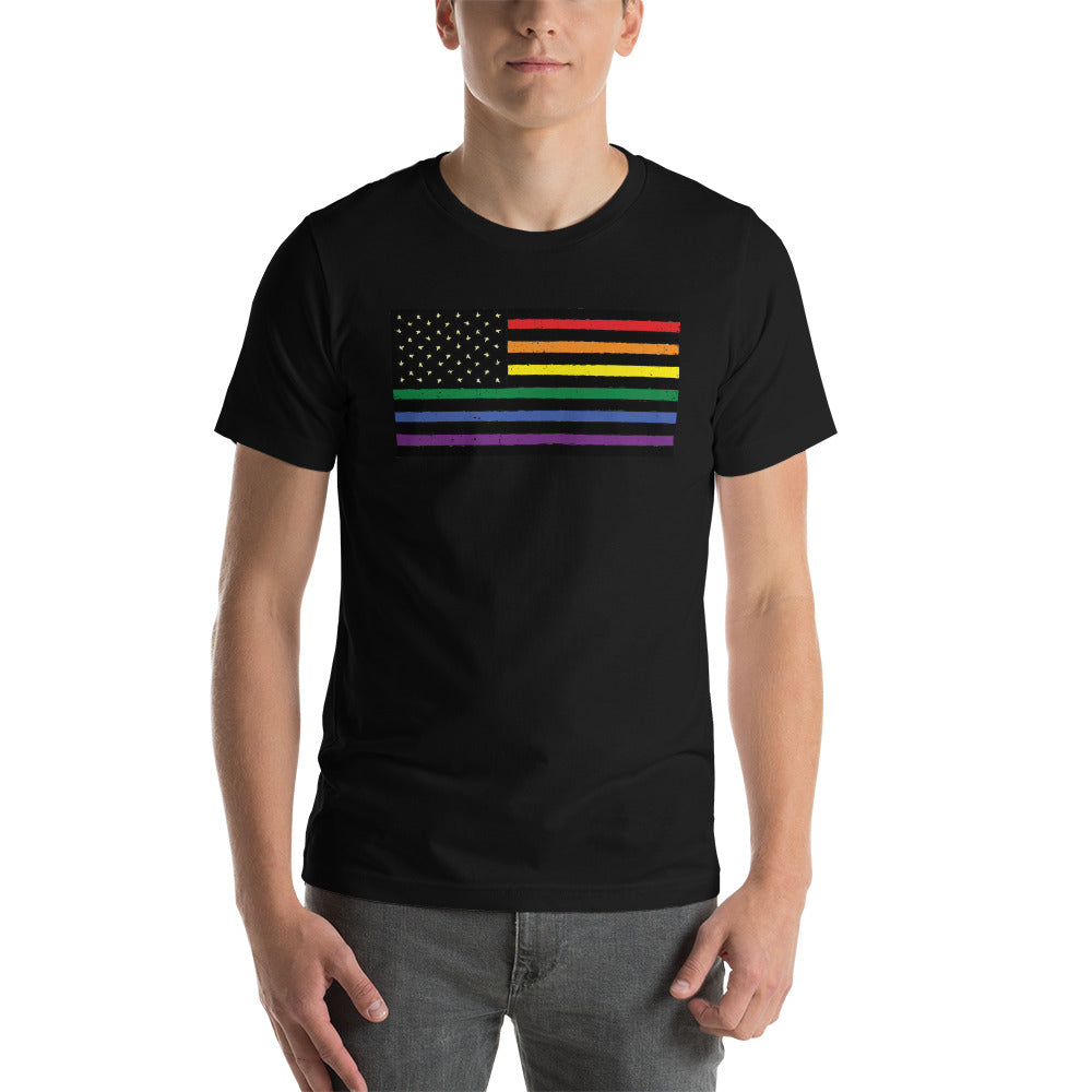 American Flag in Black and Pride Colors